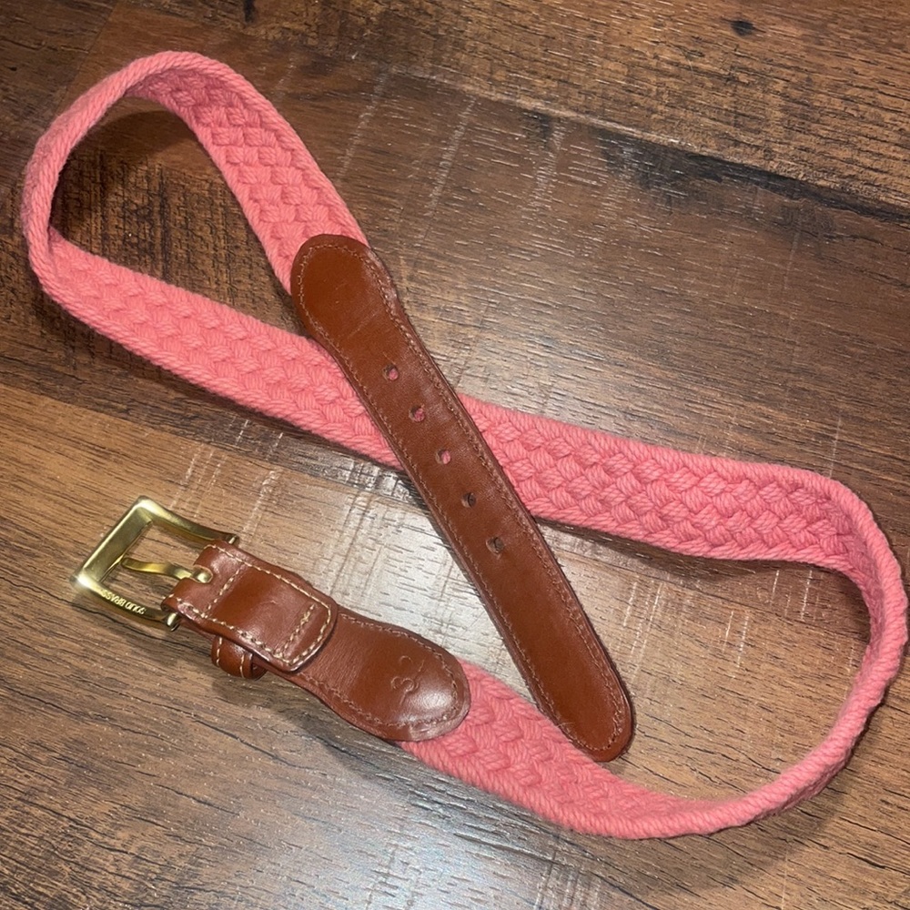 Country Club Prep Salmon and Brown Leather Belt